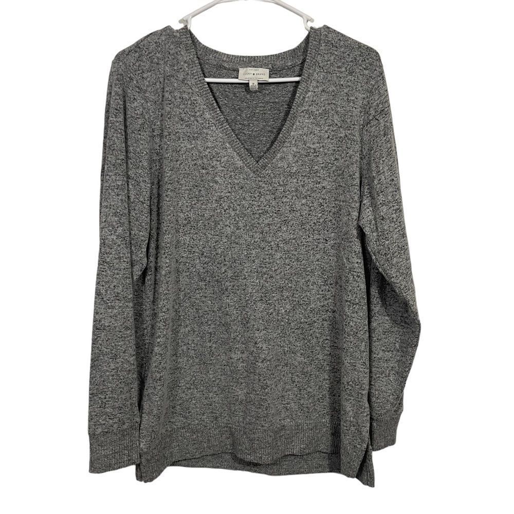 Lucky Brand Grey Slouchy V-Neck Sweater